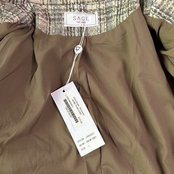 NWT Sage The Label Plaid Coat - Picture 6 of 10